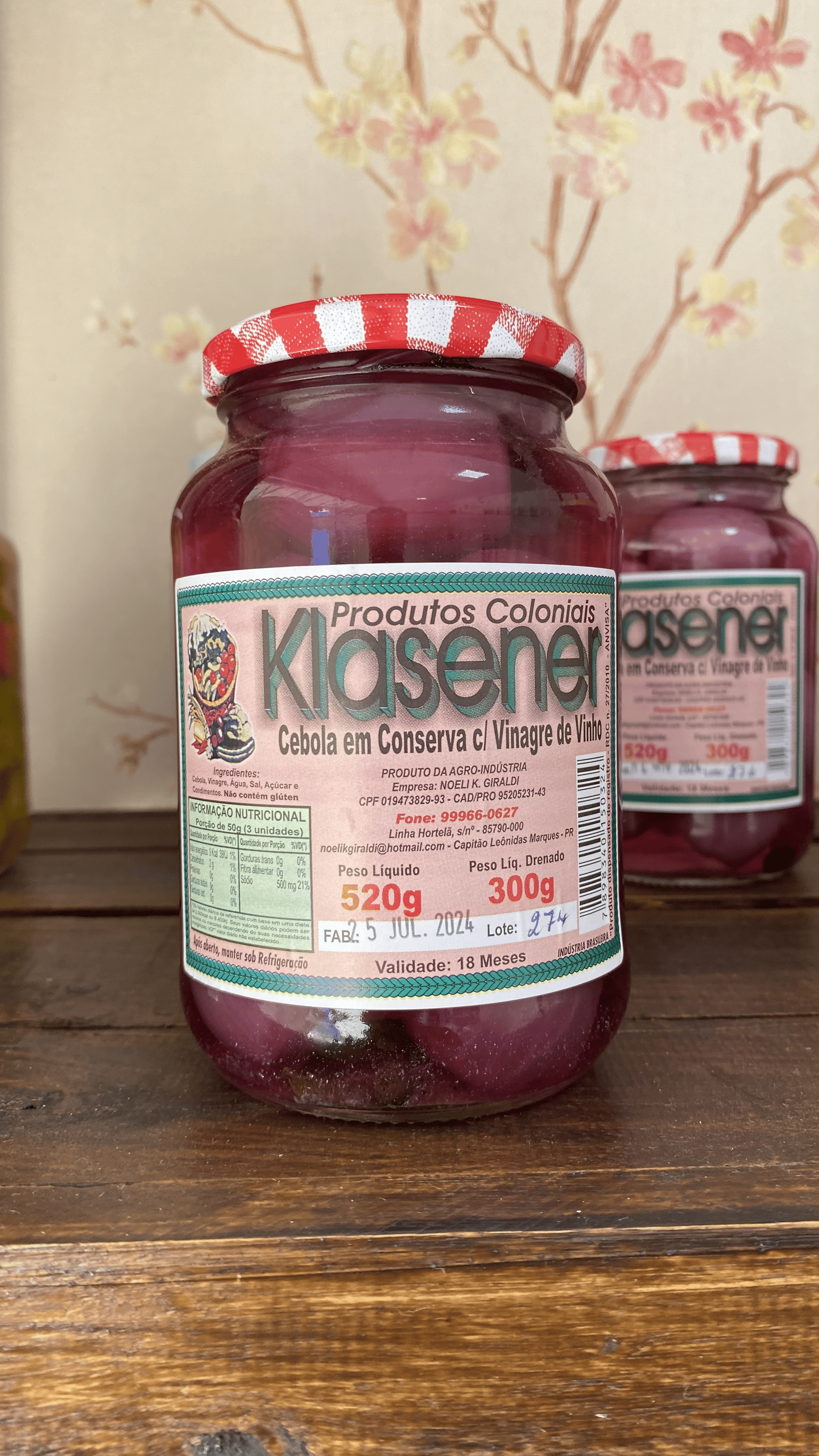 Cebola em conserva c/ vinagre de vinho de 520g